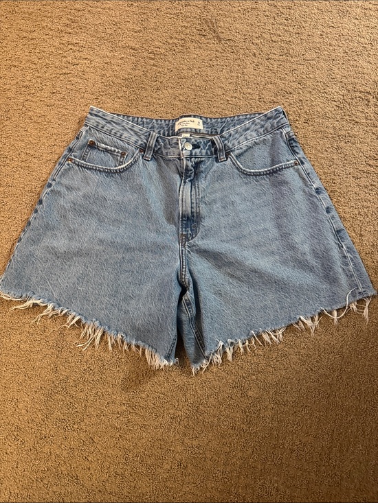 Abercrombie & Fitch Pants - Abercrombie & Fitch Light Blue High-Rise Frayed Denim Shorts